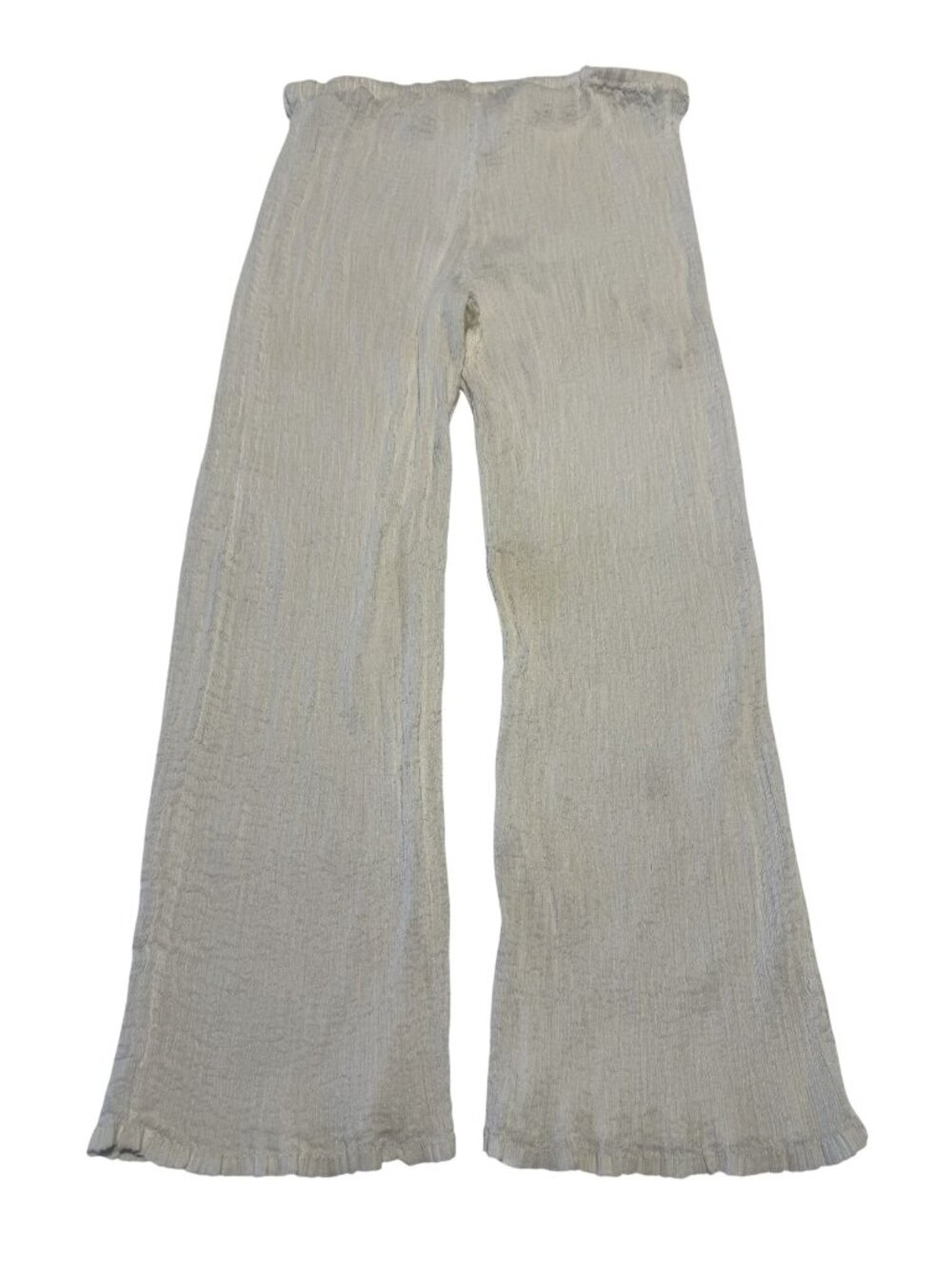 Cauliflower White Elastic Waistband Pull On Crinkle Pants Women's Size Small